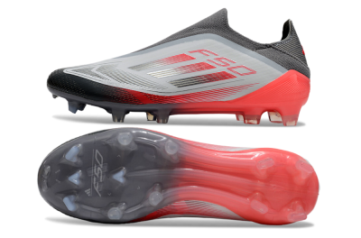 Adidas F50 Elite Laceless FG Firm Ground Soccer Cleats - White/Silver/Red