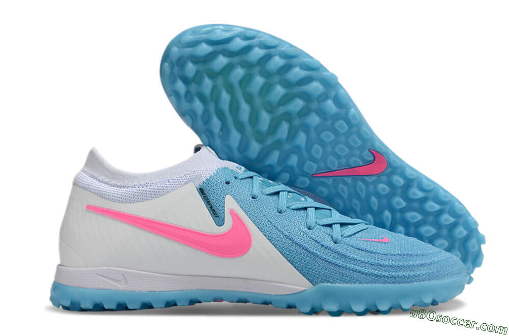 Nike Phantom GX 2 Elite TF Artificial Turf Soccer Shoes - Blue/White/Pink 1