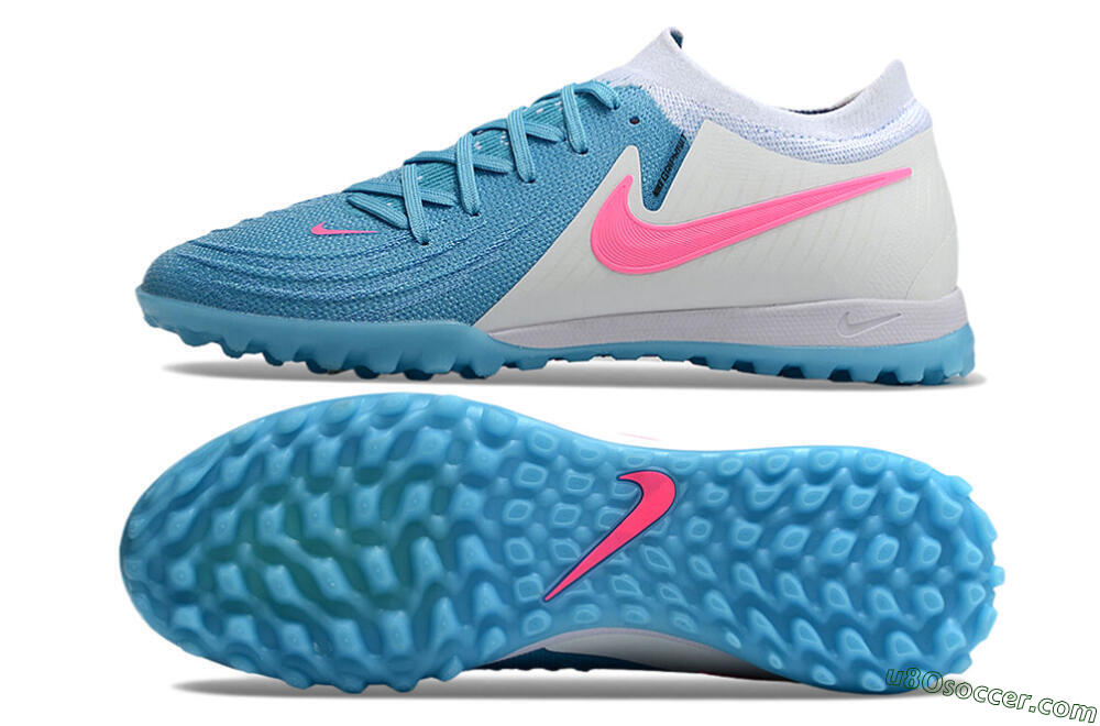 Nike Phantom GX 2 Elite TF Artificial Turf Soccer Shoes - Blue/White/Pink 0