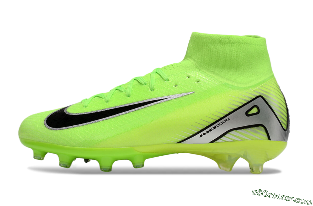 Nike Air Zoom Mercurial Superfly 10 Elite AG Artificial Grass Soccer Cleats - Yellow/Silver/Black 2