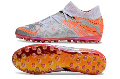 Puma Future Ultimate MG Multi Ground Soccer Cleats - Silver/White/Orange