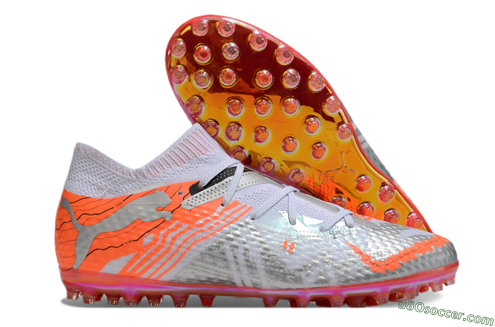 Puma Future Ultimate MG Multi Ground Soccer Cleats - Silver/White/Orange 1