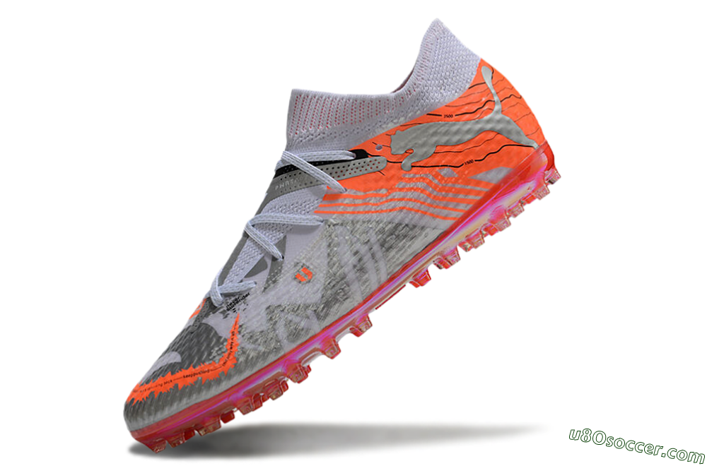 Puma Future Ultimate MG Multi Ground Soccer Cleats - Silver/White/Orange 5