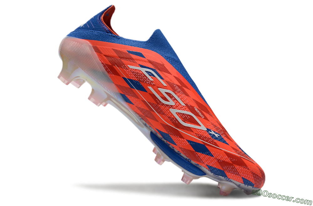 didas F50+ Elite Lightstrike Pro Laceless FG Firm Ground Soccer Cleats - Red/White/Blue 4
