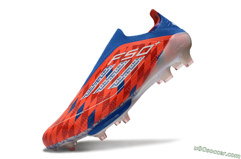 didas F50+ Elite Lightstrike Pro Laceless FG Firm Ground Soccer Cleats - Red/White/Blue 5