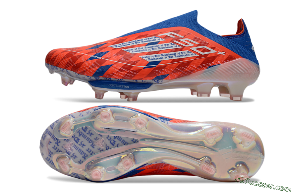 didas F50+ Elite Lightstrike Pro Laceless FG Firm Ground Soccer Cleats - Red/White/Blue 0