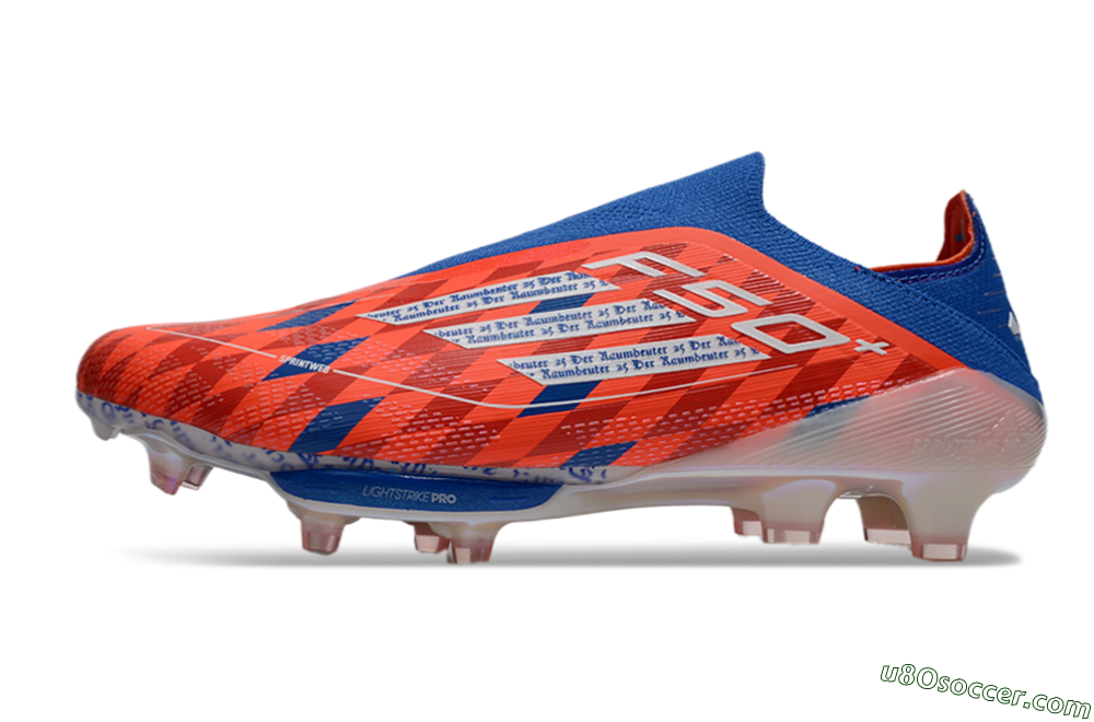 didas F50+ Elite Lightstrike Pro Laceless FG Firm Ground Soccer Cleats - Red/White/Blue 2