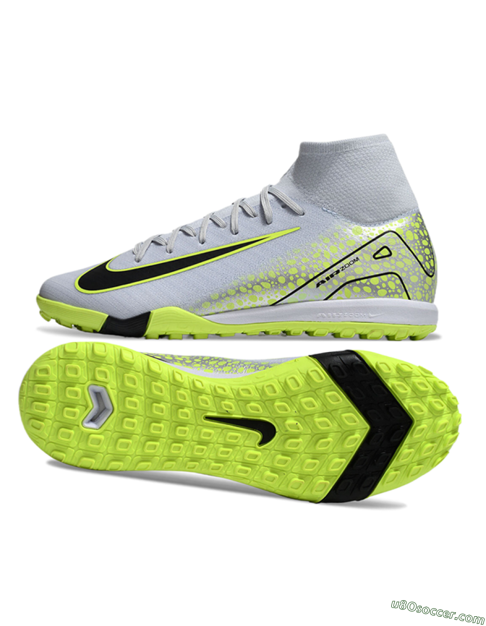 Nike Air Zoom Mercurial Superfly 10 Elite TF Artificial Turf Soccer Shoes - Grey/Yellow/Black 0