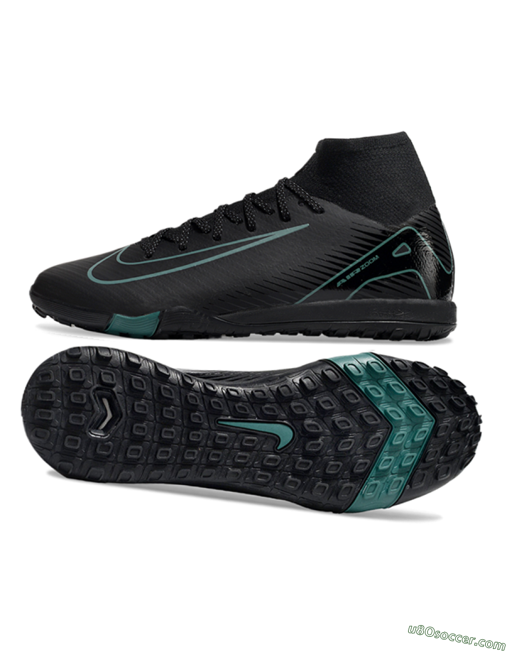 Nike Air Zoom Mercurial Superfly 10 Elite TF Artificial Turf Soccer Shoes - Black/Green 0
