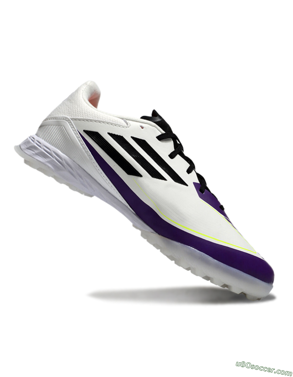 Messi x Adidas F50 Pro TF Artificial Turf Soccer Shoes - White/Black/Purple 4