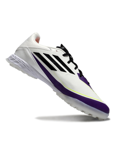 Messi x Adidas F50 Pro TF Artificial Turf Soccer Shoes - White/Black/Purple