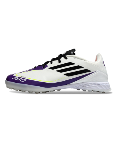 Messi x Adidas F50 Pro TF Artificial Turf Soccer Shoes - White/Black/Purple