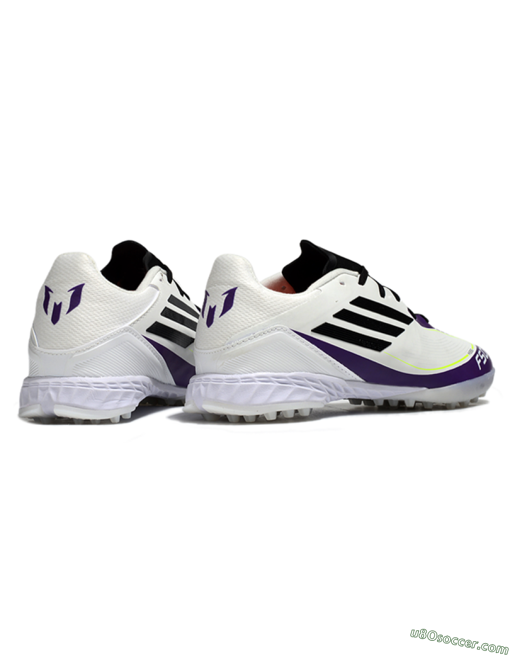 Messi x Adidas F50 Pro TF Artificial Turf Soccer Shoes - White/Black/Purple 6