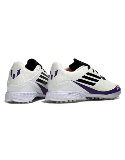 Messi x Adidas F50 Pro TF Artificial Turf Soccer Shoes - White/Black/Purple