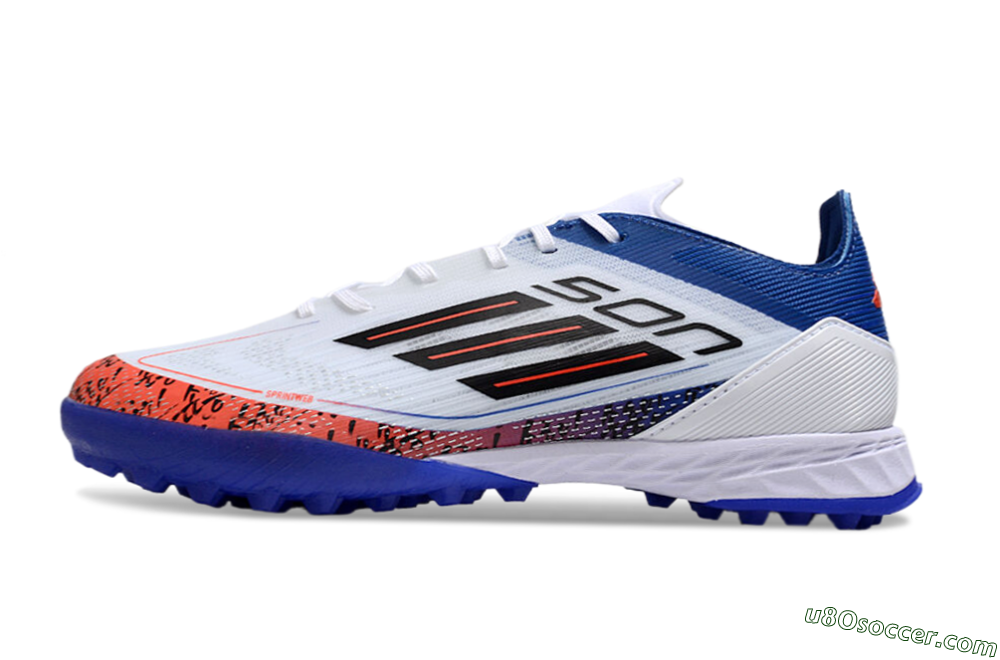 Adidas F50 Pro TF Artificial Turf Soccer Shoes - White/Red/Blue 2