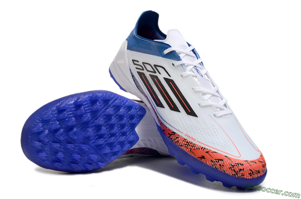 Adidas F50 Pro TF Artificial Turf Soccer Shoes - White/Red/Blue 3