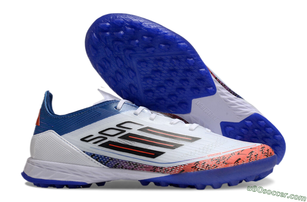 Adidas F50 Pro TF Artificial Turf Soccer Shoes - White/Red/Blue 1