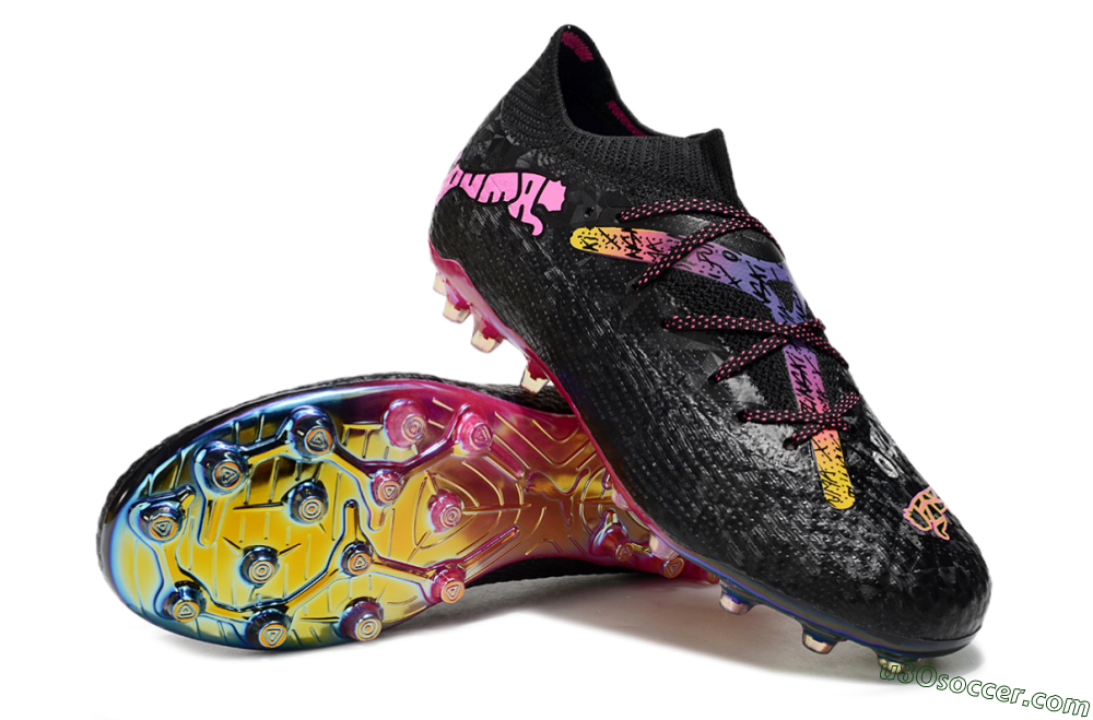 Puma Future Ultimate MG Multi Ground Soccer Cleats - Black/Pink/Yellow 3