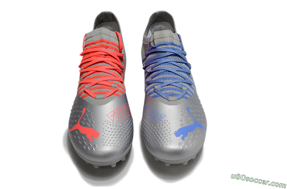 Puma Future Ultimate MG Multi Ground Soccer Cleats - Silver/Blue/Red 6