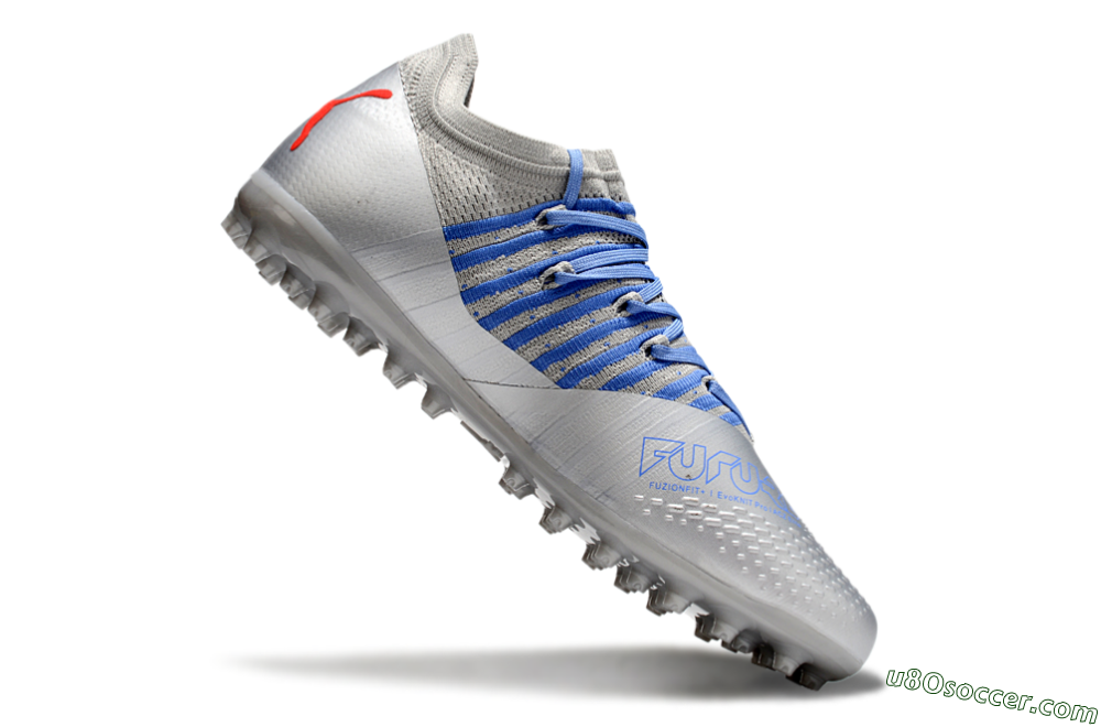 Puma Future Ultimate MG Multi Ground Soccer Cleats - Silver/Blue/Red 4