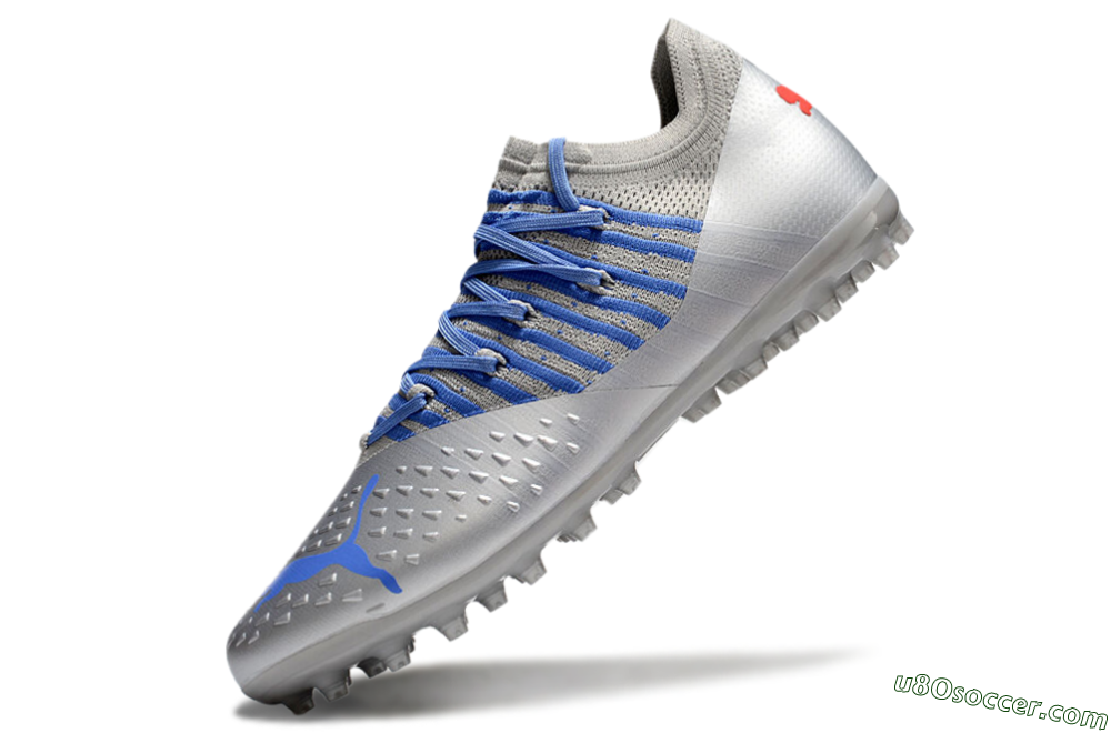 Puma Future Ultimate MG Multi Ground Soccer Cleats - Silver/Blue/Red 5