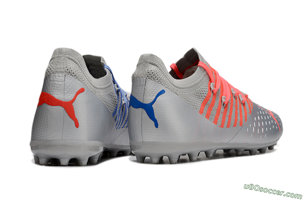Puma Future Ultimate MG Multi Ground Soccer Cleats - Silver/Blue/Red 7