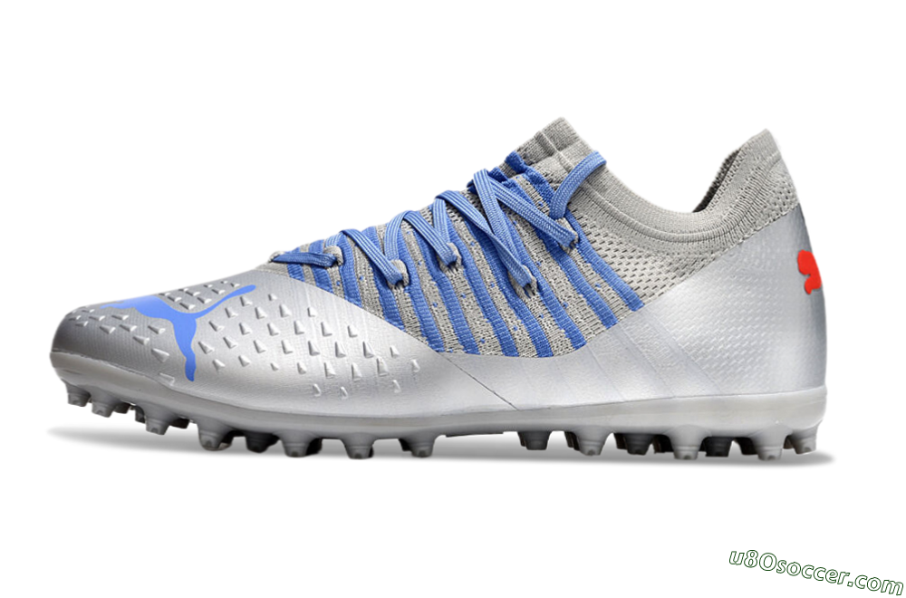 Puma Future Ultimate MG Multi Ground Soccer Cleats - Silver/Blue/Red 2