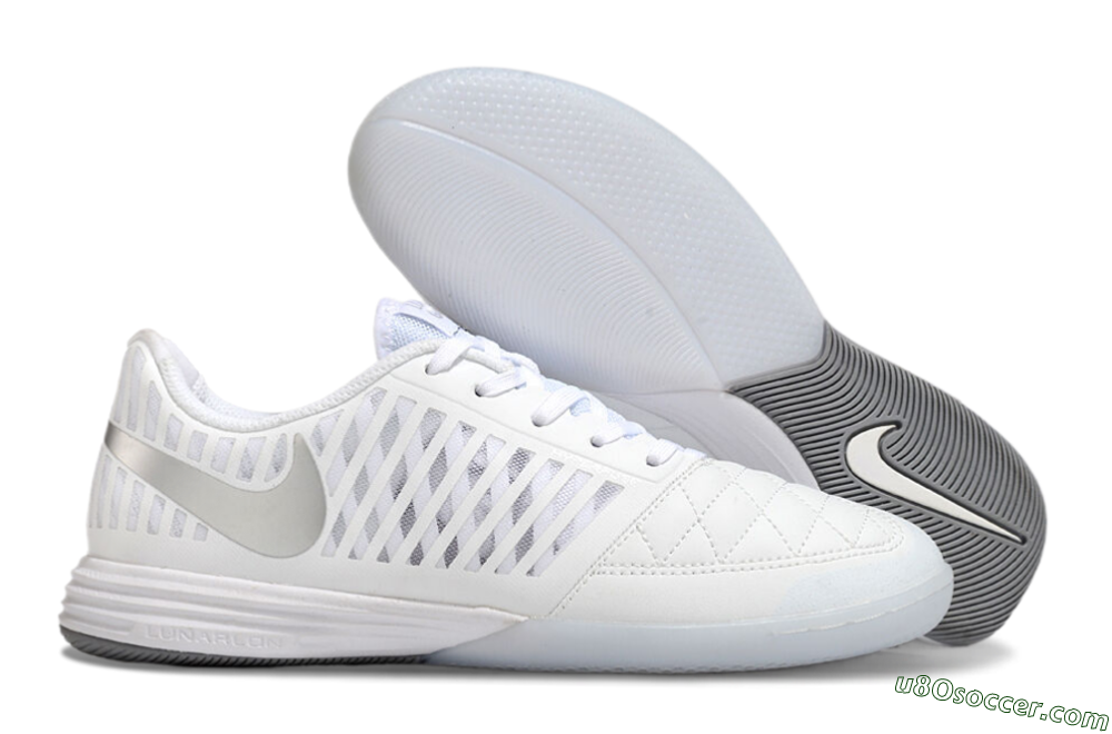 Nike Lunar Gato 2 IC Indoor & Futsal Soccer Shoes - White/Silver 1