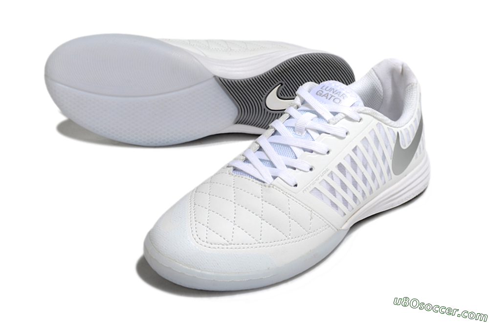 Nike Lunar Gato 2 IC Indoor & Futsal Soccer Shoes - White/Silver 3