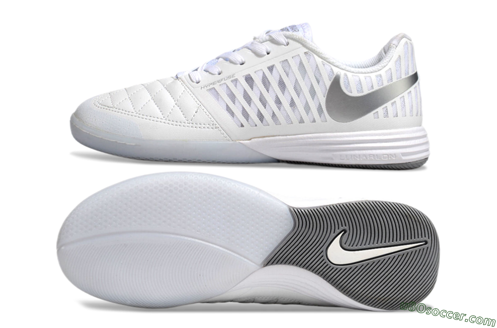 Nike Lunar Gato 2 IC Indoor & Futsal Soccer Shoes - White/Silver 0
