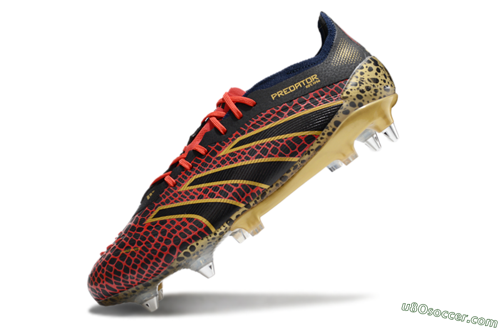 Adidas Predator Elite 25 SG Soft Ground Soccer Cleats - Black/Red/Gold 5