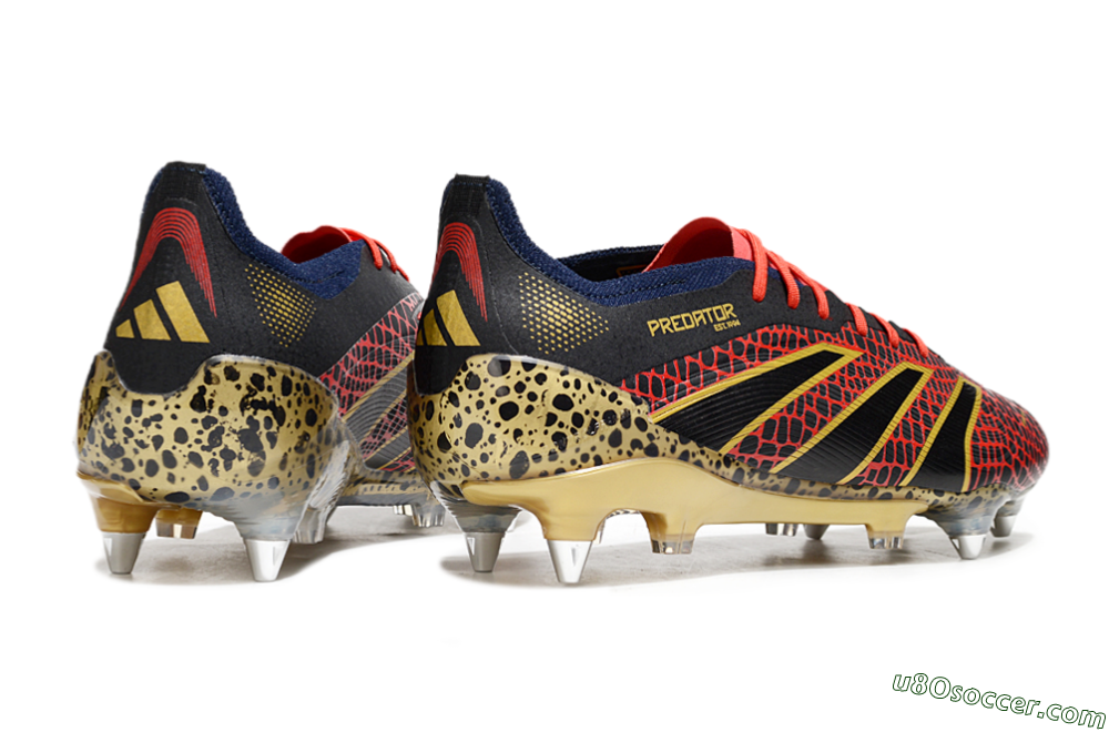 Adidas Predator Elite 25 SG Soft Ground Soccer Cleats - Black/Red/Gold 6
