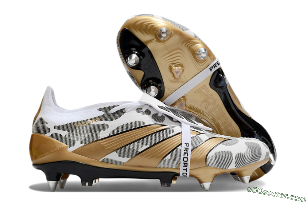 Adidas Predator Elite Foldover Tongue SG Soft Ground Soccer Cleats - White/Black/Gold 1