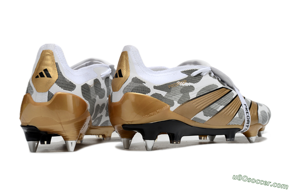 Adidas Predator Elite Foldover Tongue SG Soft Ground Soccer Cleats - White/Black/Gold 6