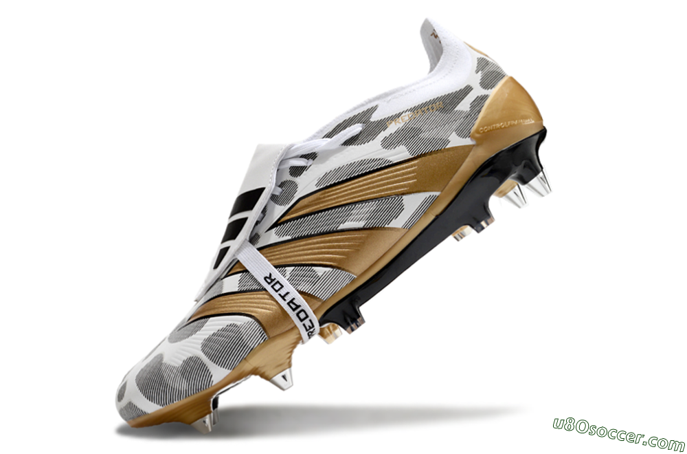 Adidas Predator Elite Foldover Tongue SG Soft Ground Soccer Cleats - White/Black/Gold 5