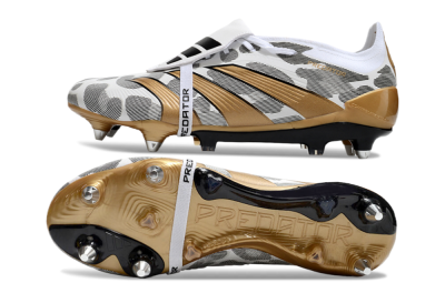 Adidas Predator Elite Foldover Tongue SG Soft Ground Soccer Cleats - White/Black/Gold