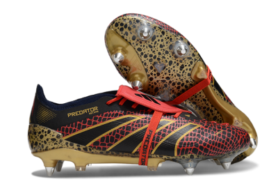 Adidas Predator 25 Elite Foldover Tongue SG Soft Ground Soccer Cleats - Black/Red/Gold