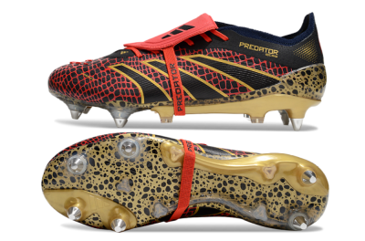 Adidas Predator 25 Elite Foldover Tongue SG Soft Ground Soccer Cleats - Black/Red/Gold