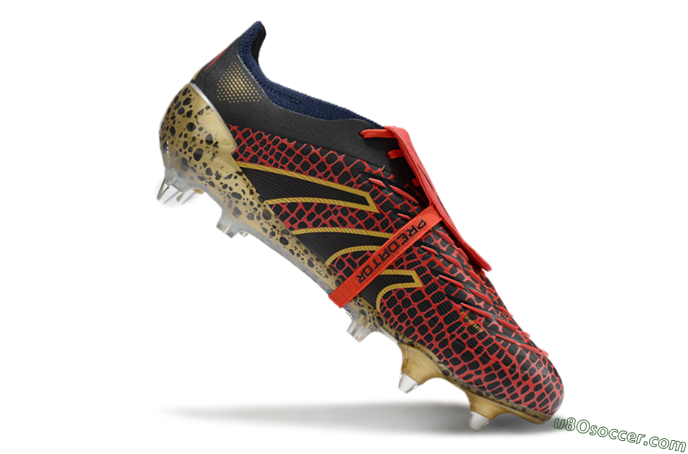 Adidas Predator 25 Elite Foldover Tongue SG Soft Ground Soccer Cleats - Black/Red/Gold 4