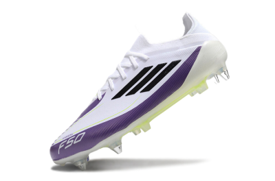 Messi x Adidas F50 Elite SG Soft Ground Soccer Cleats - White/Black/Purple