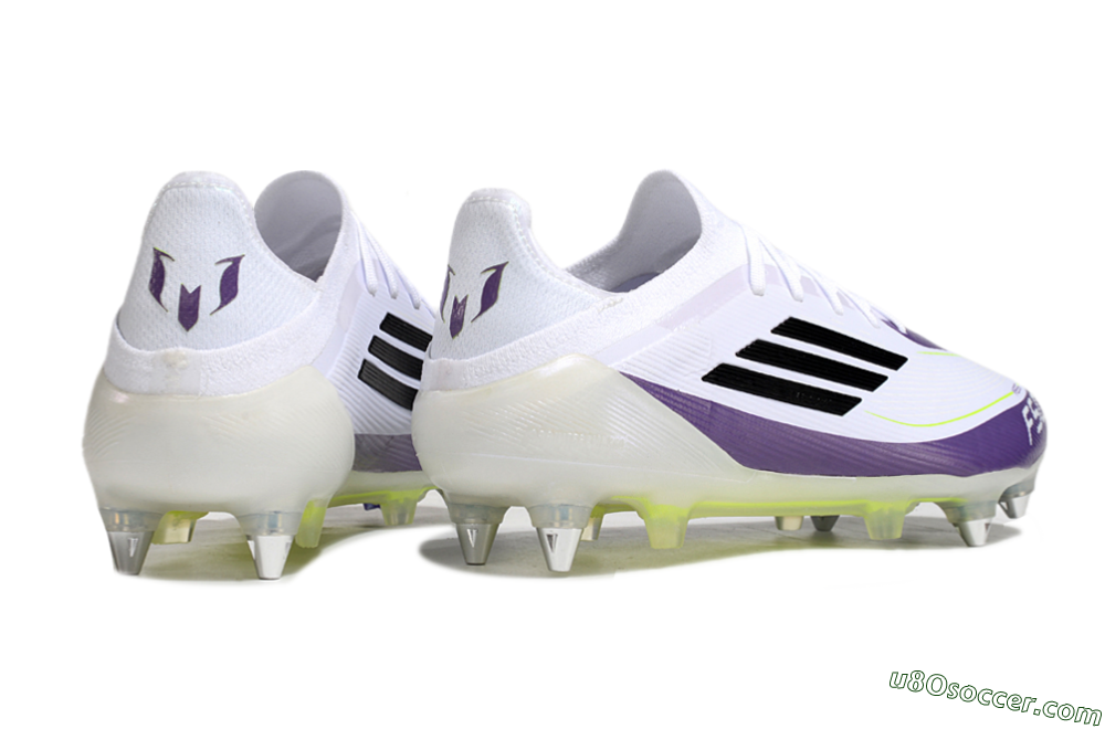 Messi x Adidas F50 Elite SG Soft Ground Soccer Cleats - White/Black/Purple 6
