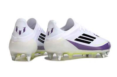 Messi x Adidas F50 Elite SG Soft Ground Soccer Cleats - White/Black/Purple