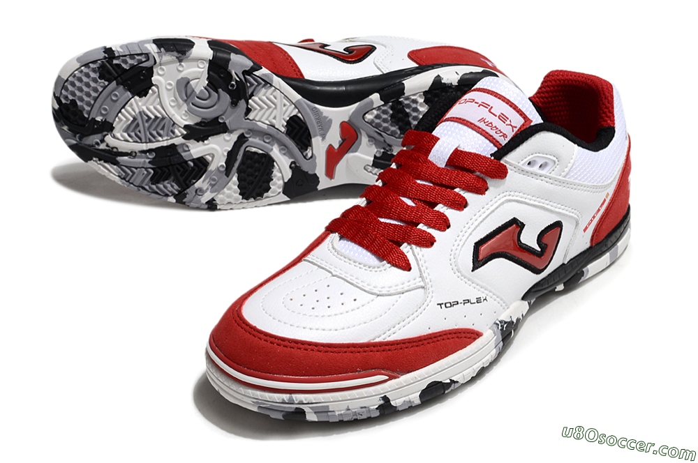 Joma Top Flex IC Indoor & Futsal Soccer Shoes - White/Red/Black 3