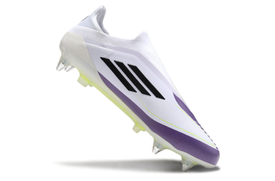 Messi x Adidas F50 Elite Laceless SG Soft Ground Soccer Cleats - White/Black/Purple