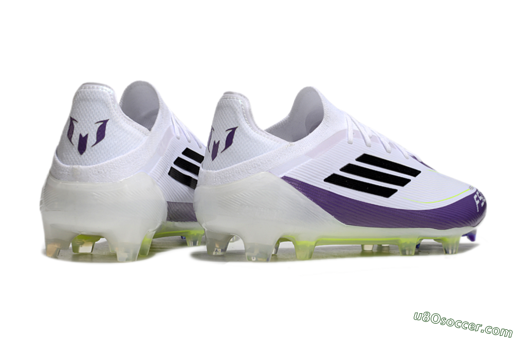 Messi x Adidas F50 Elite FG Firm Ground Soccer Cleats - White/Black/Purple 6