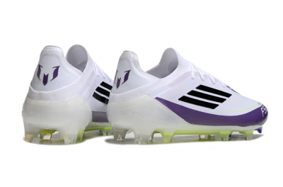 Messi x Adidas F50 Elite FG Firm Ground Soccer Cleats - White/Black/Purple