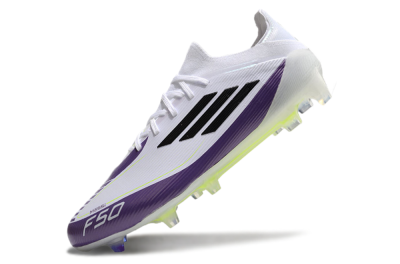 Messi x Adidas F50 Elite FG Firm Ground Soccer Cleats - White/Black/Purple