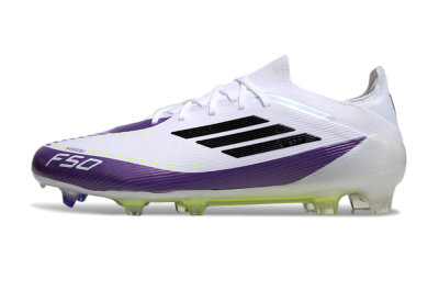 Messi x Adidas F50 Elite FG Firm Ground Soccer Cleats - White/Black/Purple