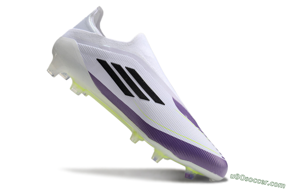 Messi x Adidas F50 Elite Laceless FG Firm Ground Soccer Cleats - White/Black/Purple 4