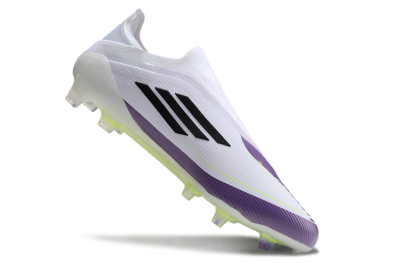 Messi x Adidas F50 Elite Laceless FG Firm Ground Soccer Cleats - White/Black/Purple